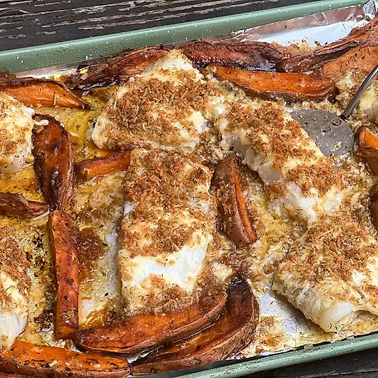 All Pan Fish Crispy Topped Sheet Pan Fish