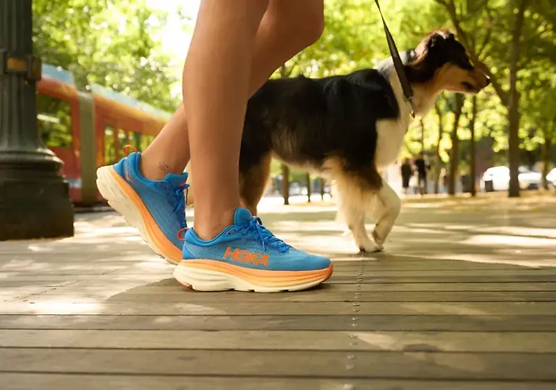 man wearing the hoka bondi 8